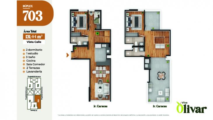 Plano del modelo 703 del proyecto VIVE OLIVAR en Jesus Maria