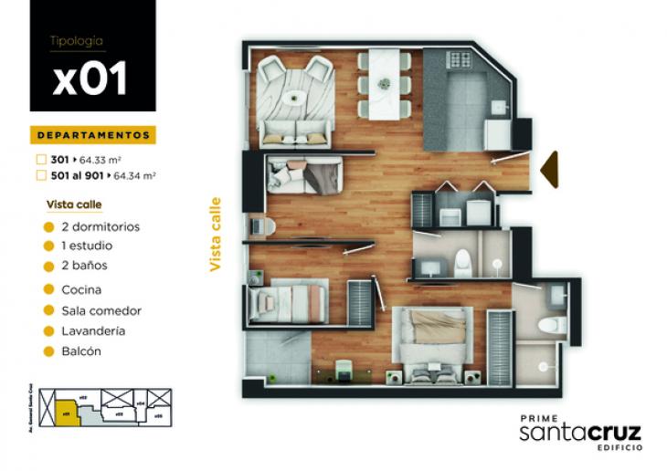 Plano del modelo X01 del proyecto PRIME SANTA CRUZ en Jesus Maria