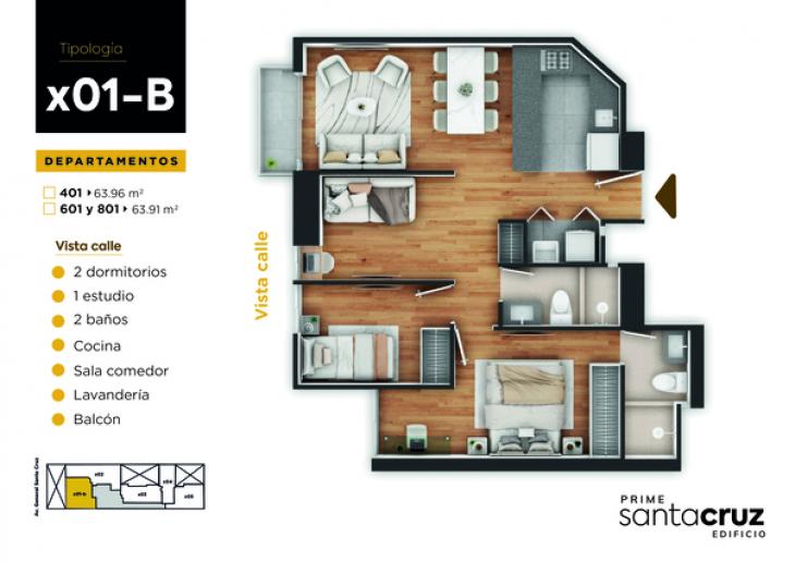 Plano del modelo X01-B del proyecto PRIME SANTA CRUZ en Jesus Maria