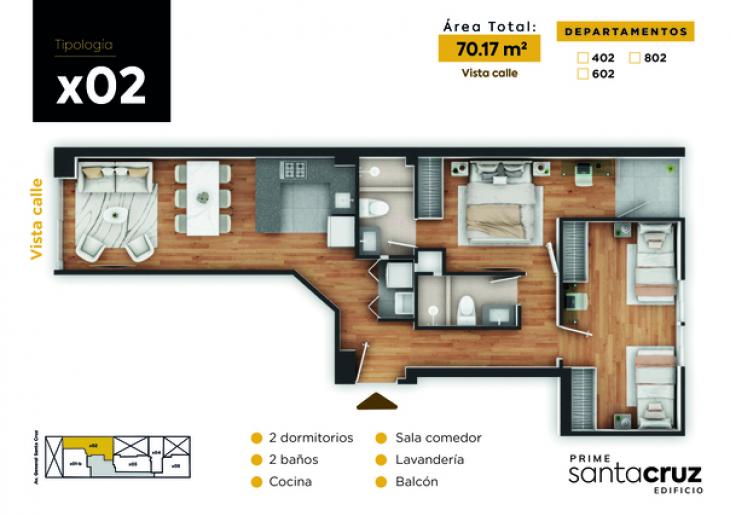 Plano del modelo X02 del proyecto PRIME SANTA CRUZ en Jesus Maria