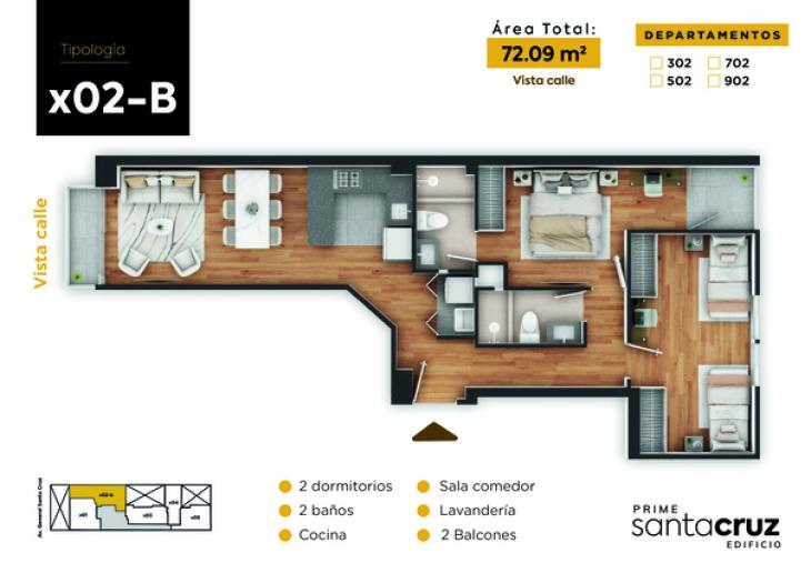 Plano del modelo X02-B del proyecto PRIME SANTA CRUZ en Jesus Maria