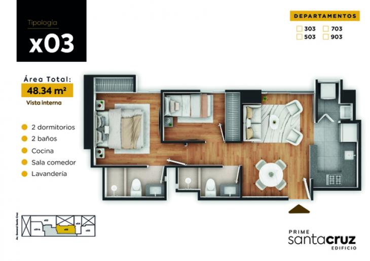 Plano del modelo X03 del proyecto PRIME SANTA CRUZ en Jesus Maria