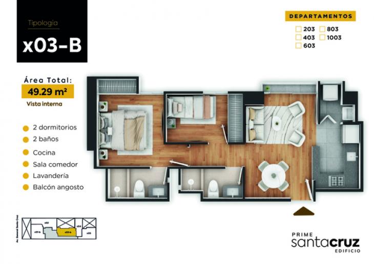 Plano del modelo X03-B del proyecto PRIME SANTA CRUZ en Jesus Maria