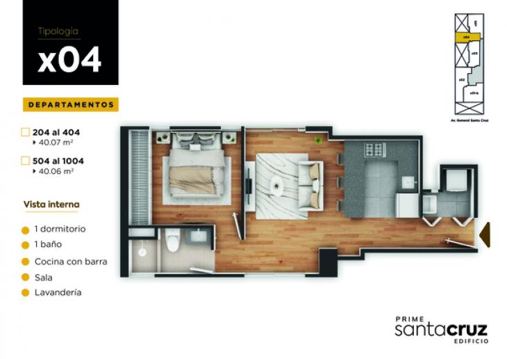 Plano del modelo X04 del proyecto PRIME SANTA CRUZ en Jesus Maria