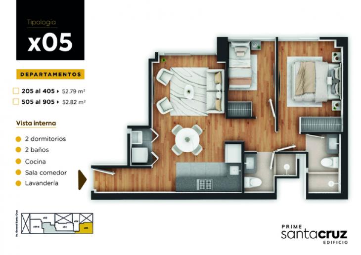 Plano del modelo X05 del proyecto PRIME SANTA CRUZ en Jesus Maria