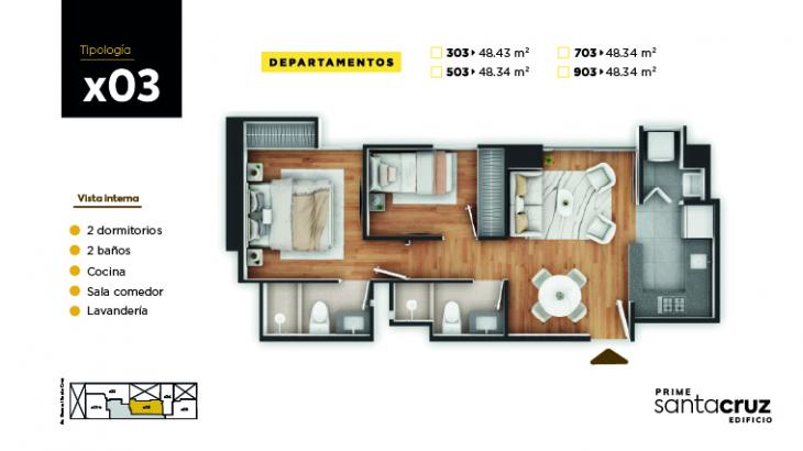 Plano del modelo X03 del proyecto PRIME SANTA CRUZ en Jesus Maria