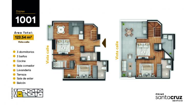 Plano del modelo 1001 del proyecto PRIME SANTA CRUZ en Jesus Maria