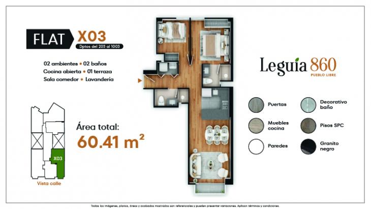Plano del modelo X03 del proyecto Leguia 860 en Pueblo Libre