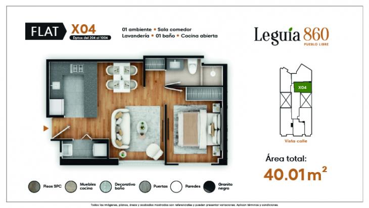 Plano del modelo X04 del proyecto Leguia 860 en Pueblo Libre