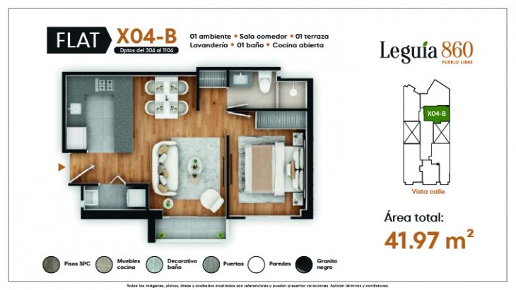Plano del modelo X04B del proyecto Leguia 860 en Pueblo Libre
