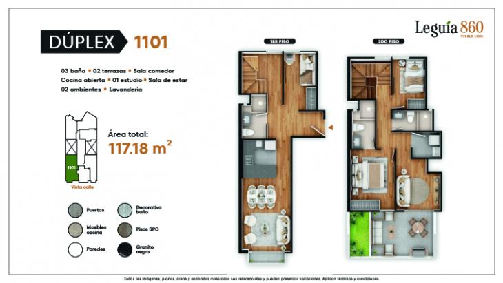 Plano del modelo Duplex 1101 del proyecto Leguia 860 en Pueblo Libre