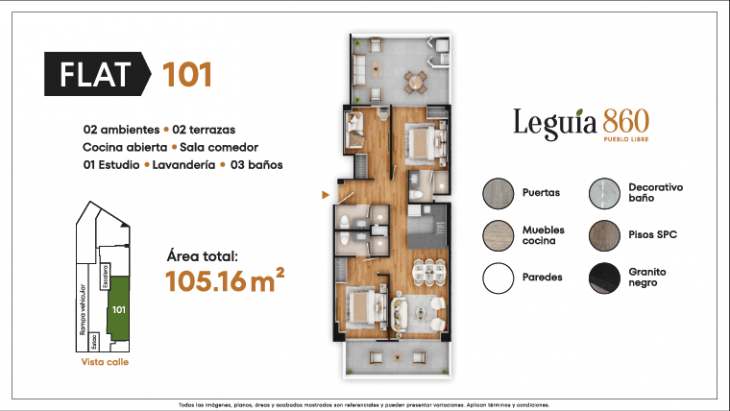 Plano del modelo 101 del proyecto Leguia 860 en Pueblo Libre