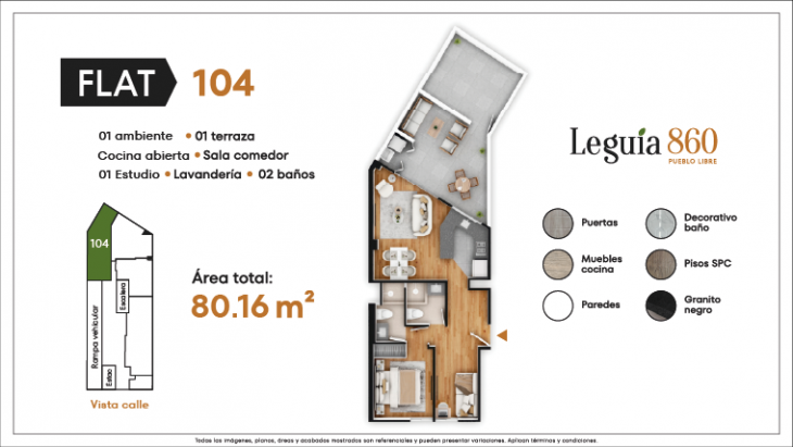 Plano del modelo 104 del proyecto Leguia 860 en Pueblo Libre
