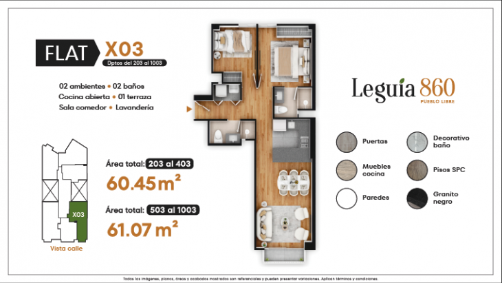 Plano del modelo X03 del proyecto Leguia 860 en Pueblo Libre