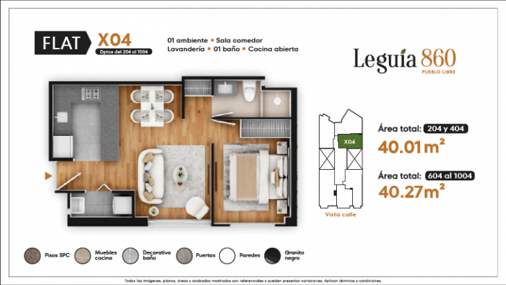Plano del modelo X04 del proyecto Leguia 860 en Pueblo Libre