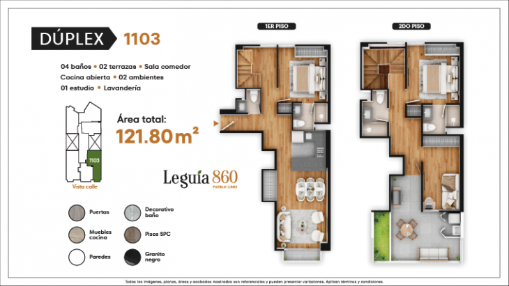 Plano del modelo Dúplex 1103 del proyecto Leguia 860 en Pueblo Libre
