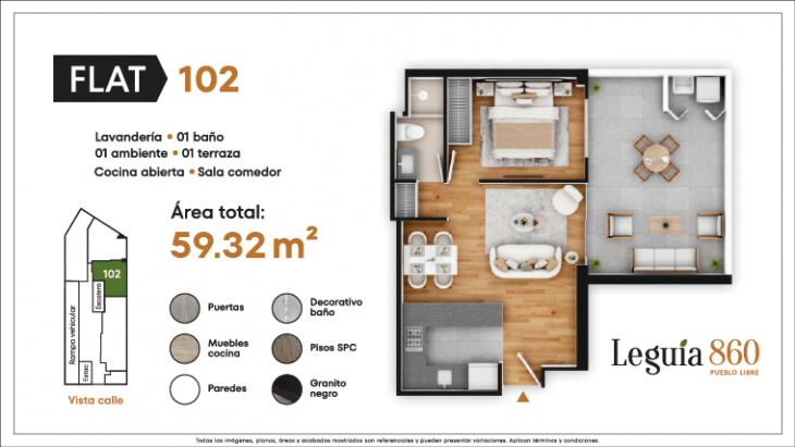 Plano del modelo 102 del proyecto Leguia 860 en Pueblo Libre