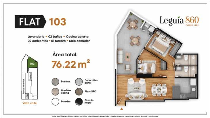 Plano del modelo 103 del proyecto Leguia 860 en Pueblo Libre