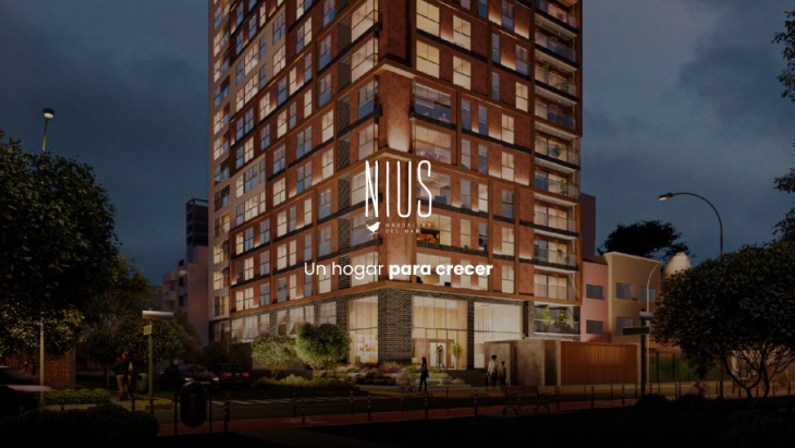 Fachada principal del proyecto NIUS en Magdalena Del Mar