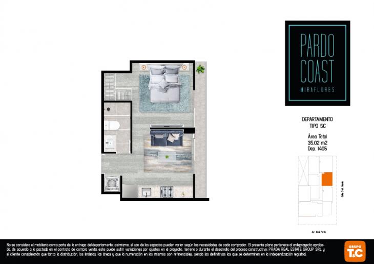 Plano del modelo Tipo 5 del proyecto PARDO COAST en Miraflores