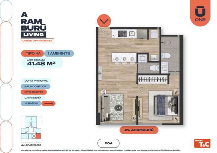Plano del modelo 4A del proyecto ARAMBURU LIVING en San Isidro