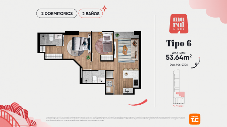Plano del modelo 6 del proyecto Mural Lince en Lince