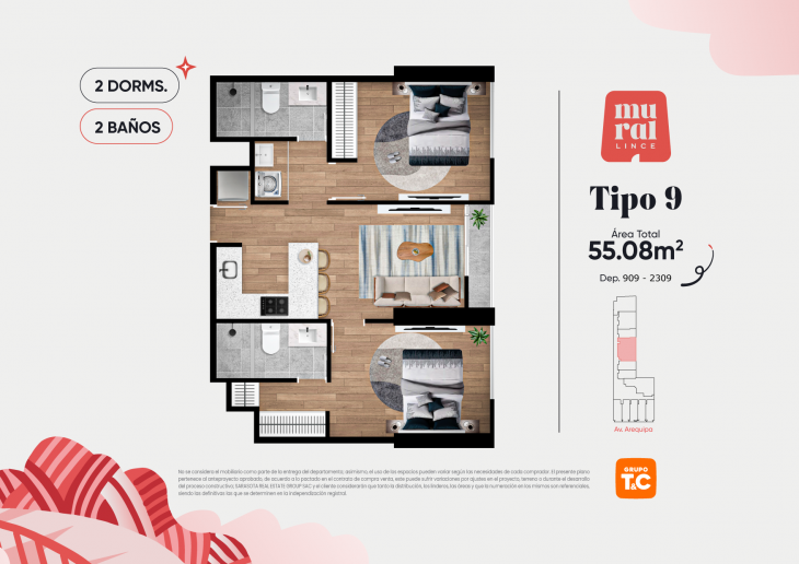 Plano del modelo 9 del proyecto Mural Lince en Lince