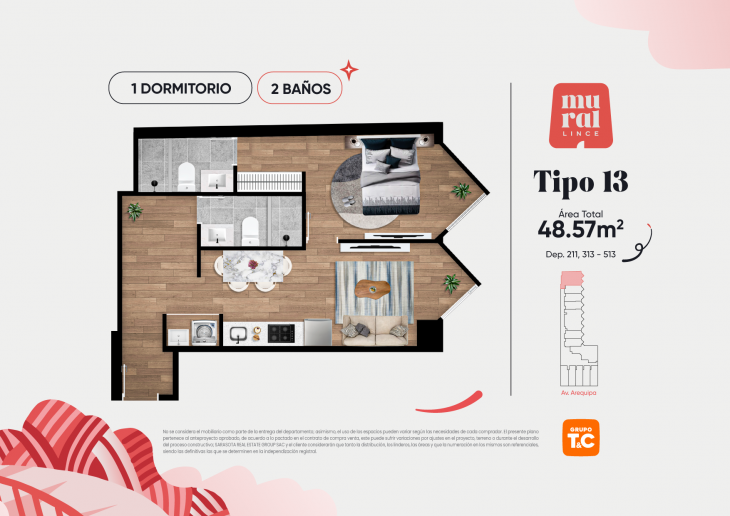 Plano del modelo 13 del proyecto Mural Lince en Lince