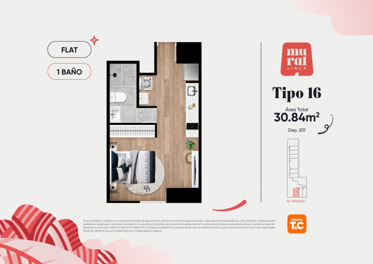 Plano del modelo 16 del proyecto Mural Lince en Lince
