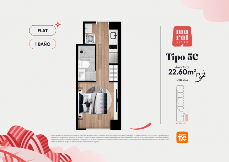 Plano del modelo 5 del proyecto Mural Lince en Lince