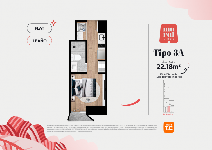 Plano del modelo 3 del proyecto Mural Lince en Lince