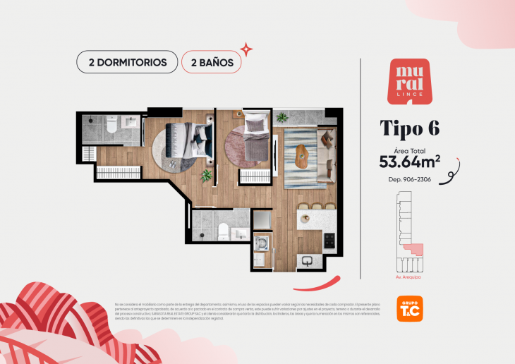 Plano del modelo 6 del proyecto Mural Lince en Lince