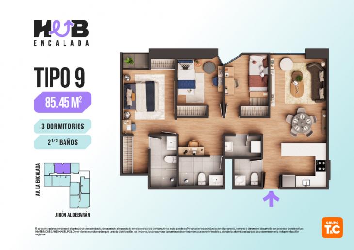 Plano del modelo 9 del proyecto HUB ENCALADA en Santiago De Surco