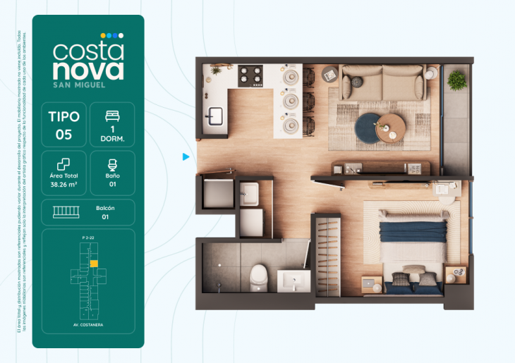 Plano del modelo 5 del proyecto Costanova en San Miguel