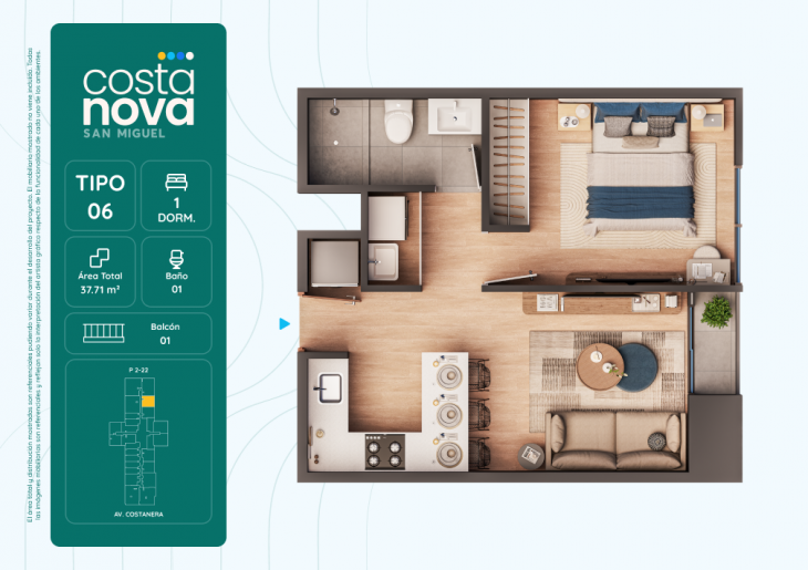 Plano del modelo 6 del proyecto Costanova en San Miguel