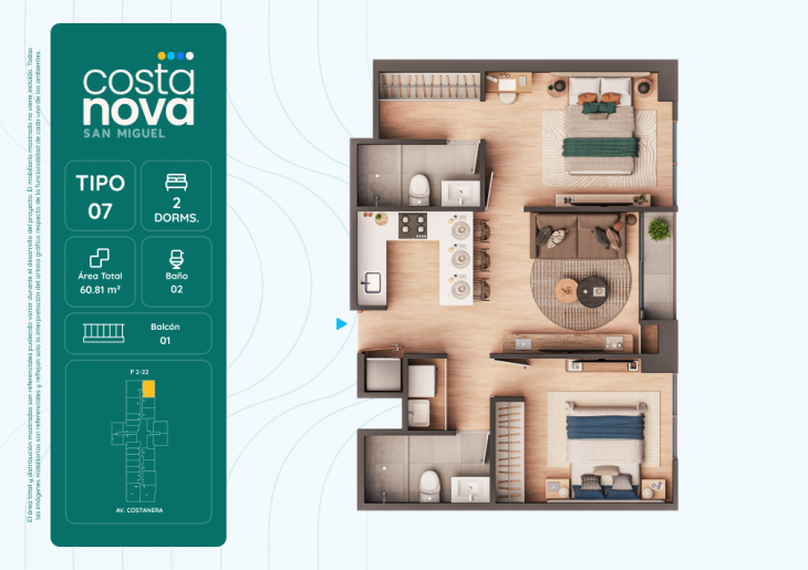 Plano del modelo 7 del proyecto Costanova en San Miguel