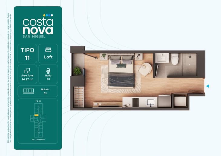 Plano del modelo 11 del proyecto Costanova en San Miguel