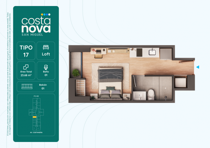 Plano del modelo 17 del proyecto Costanova en San Miguel