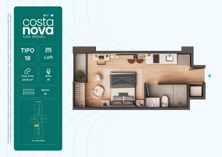 Plano del modelo 18 del proyecto Costanova en San Miguel