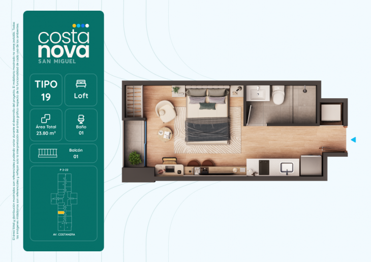 Plano del modelo 19 del proyecto Costanova en San Miguel