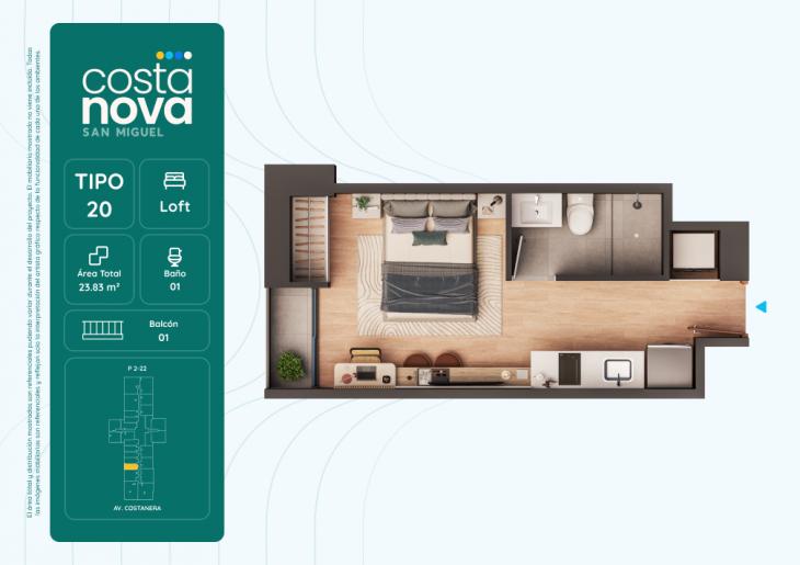 Plano del modelo 20 del proyecto Costanova en San Miguel