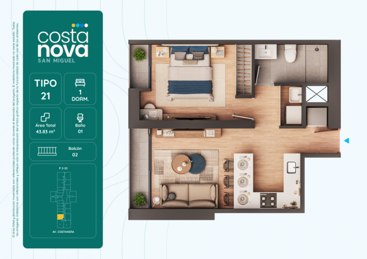 Plano del modelo 21 del proyecto Costanova en San Miguel