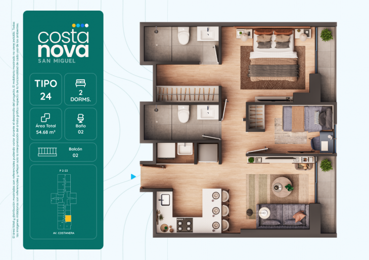 Plano del modelo 24 del proyecto Costanova en San Miguel