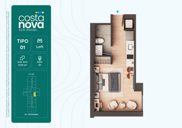 Plano del modelo 1 del proyecto Costanova en San Miguel