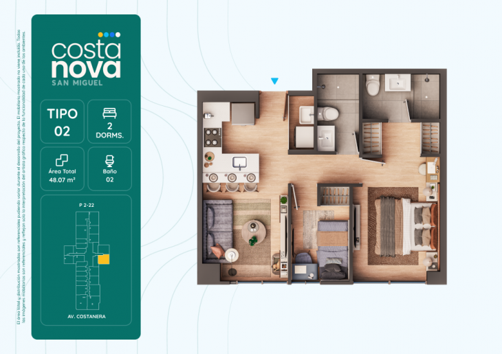 Plano del modelo 2 del proyecto Costanova en San Miguel