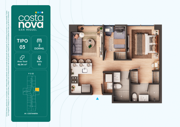 Plano del modelo 3 del proyecto Costanova en San Miguel