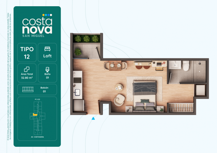 Plano del modelo 12 del proyecto Costanova en San Miguel