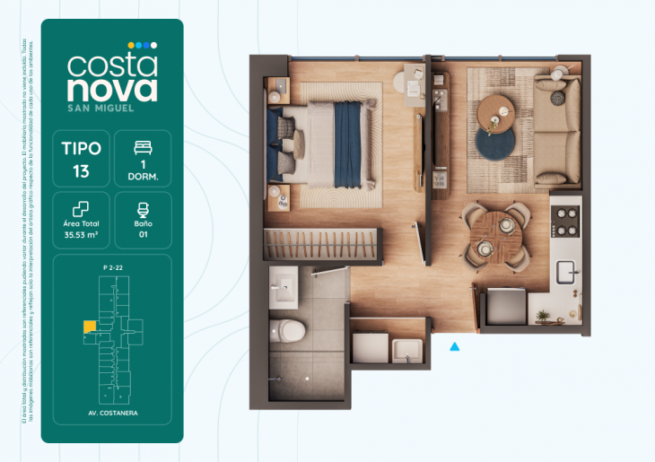 Plano del modelo 13 del proyecto Costanova en San Miguel