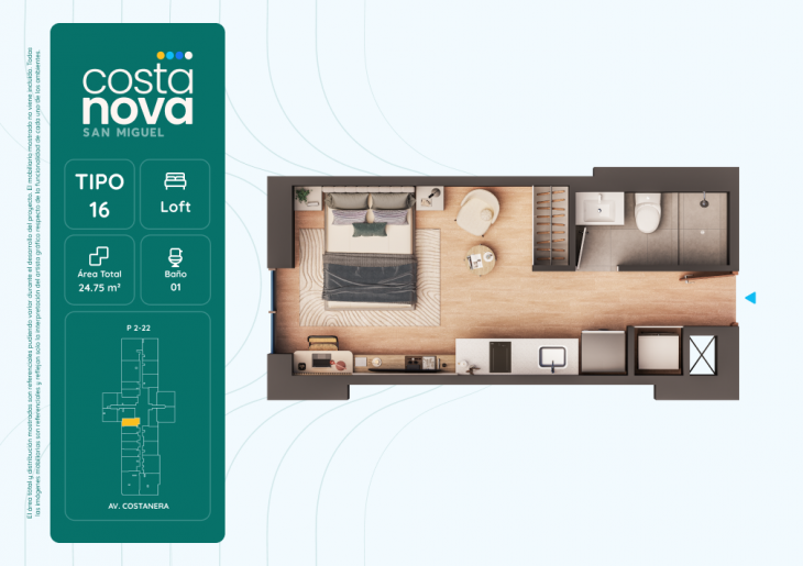 Plano del modelo 16 del proyecto Costanova en San Miguel