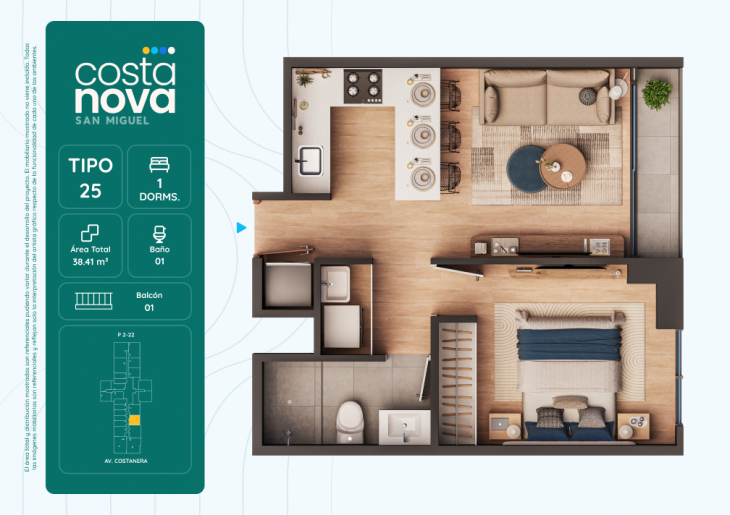 Plano del modelo 25 del proyecto Costanova en San Miguel